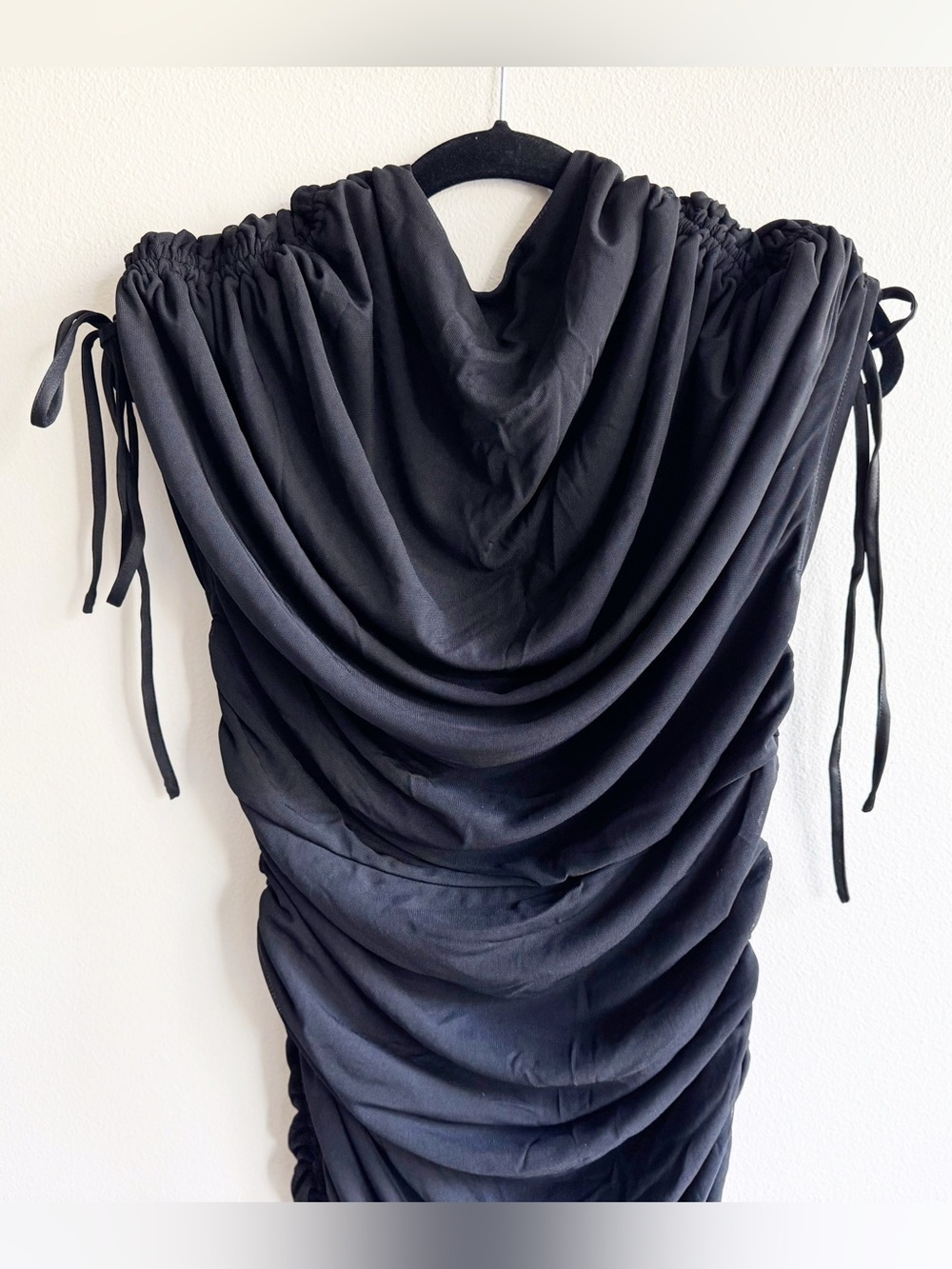Andrea Iyama Black Ratu Ruched Mesh Dress - Picture 6 of 16